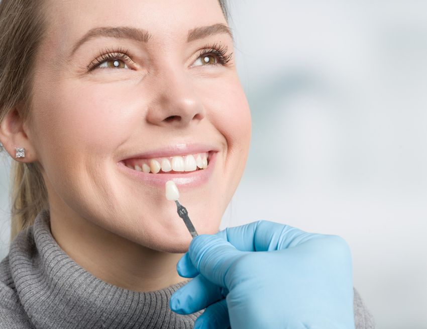 Happy patient ready for dental veneers