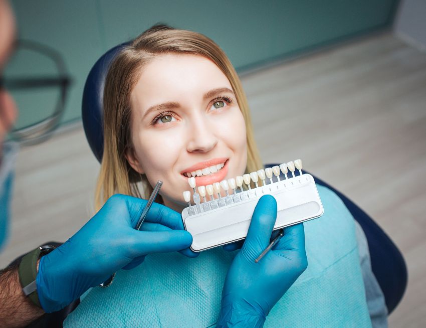 Patient getting dental veneers