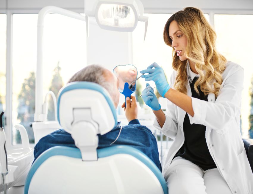 Dental exam regarding dental implant complications